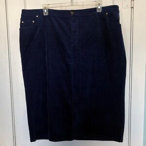Woman Within Elegant Blue Corduroy Skirt Size 24W